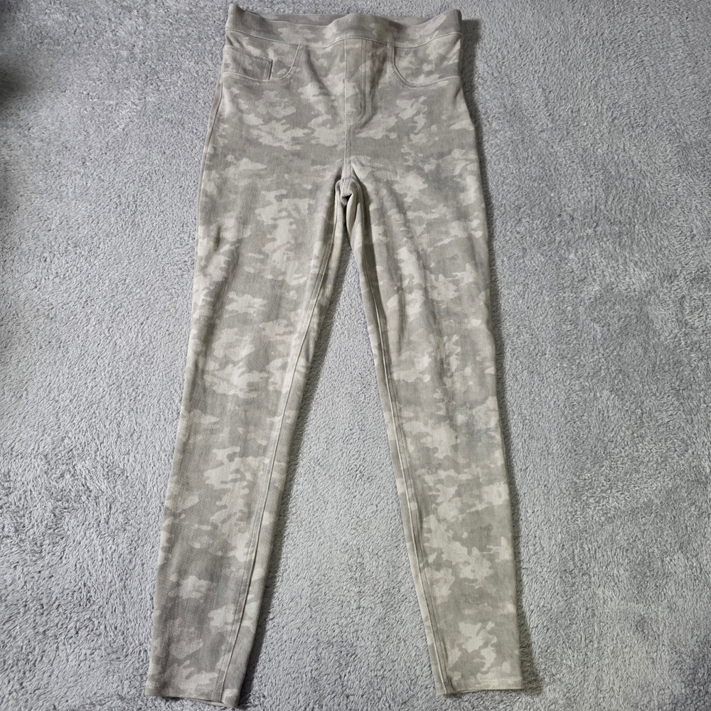Spanx Womens M Jean-ish Leggings Grey Camo‎ High Rise Skinny Pull On Pants